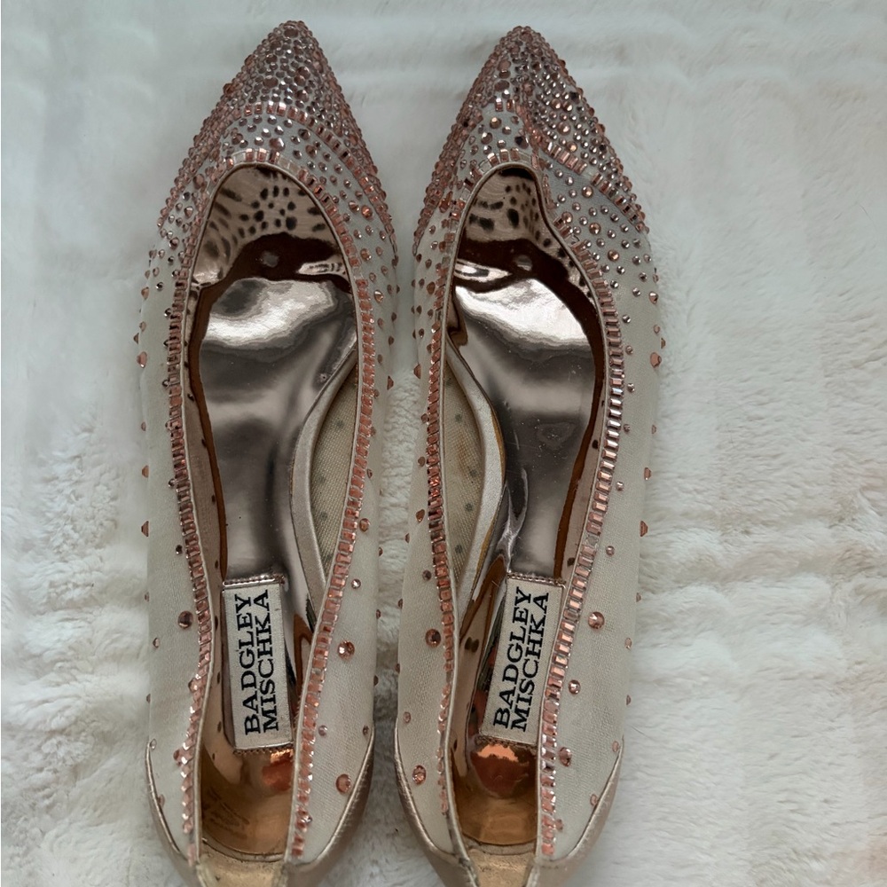 Badgley Mischka Rose Gold Embellished Flats